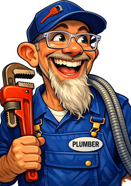 SolidStreams Plumbing mascot — a caricature of owner Shane Smith